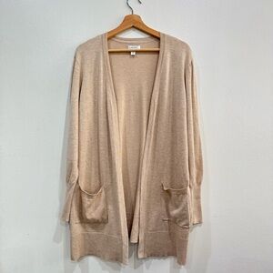 Nine West Beige Open Front Longline Cardigan Sweater XXL Rayon Blend